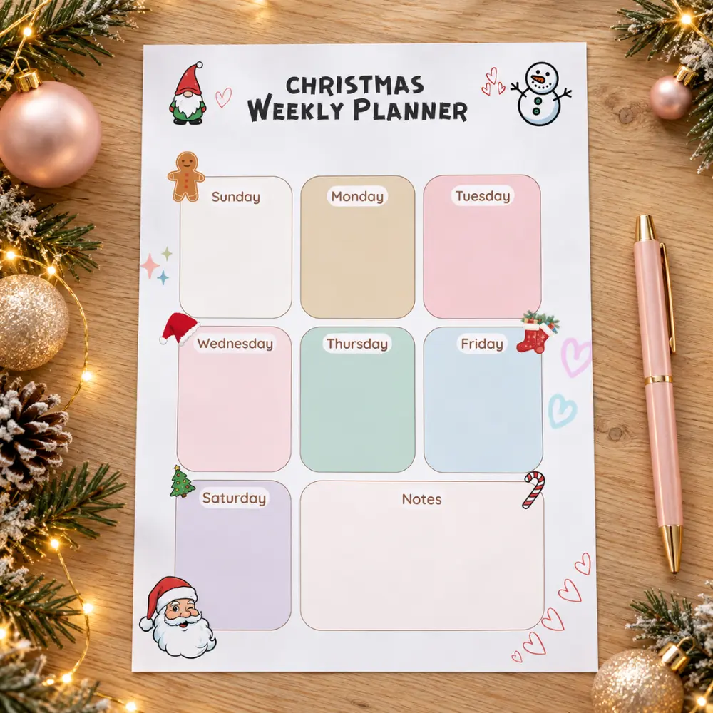 Christmas Weekly Planner Printable PDF | Printable Holiday Planner